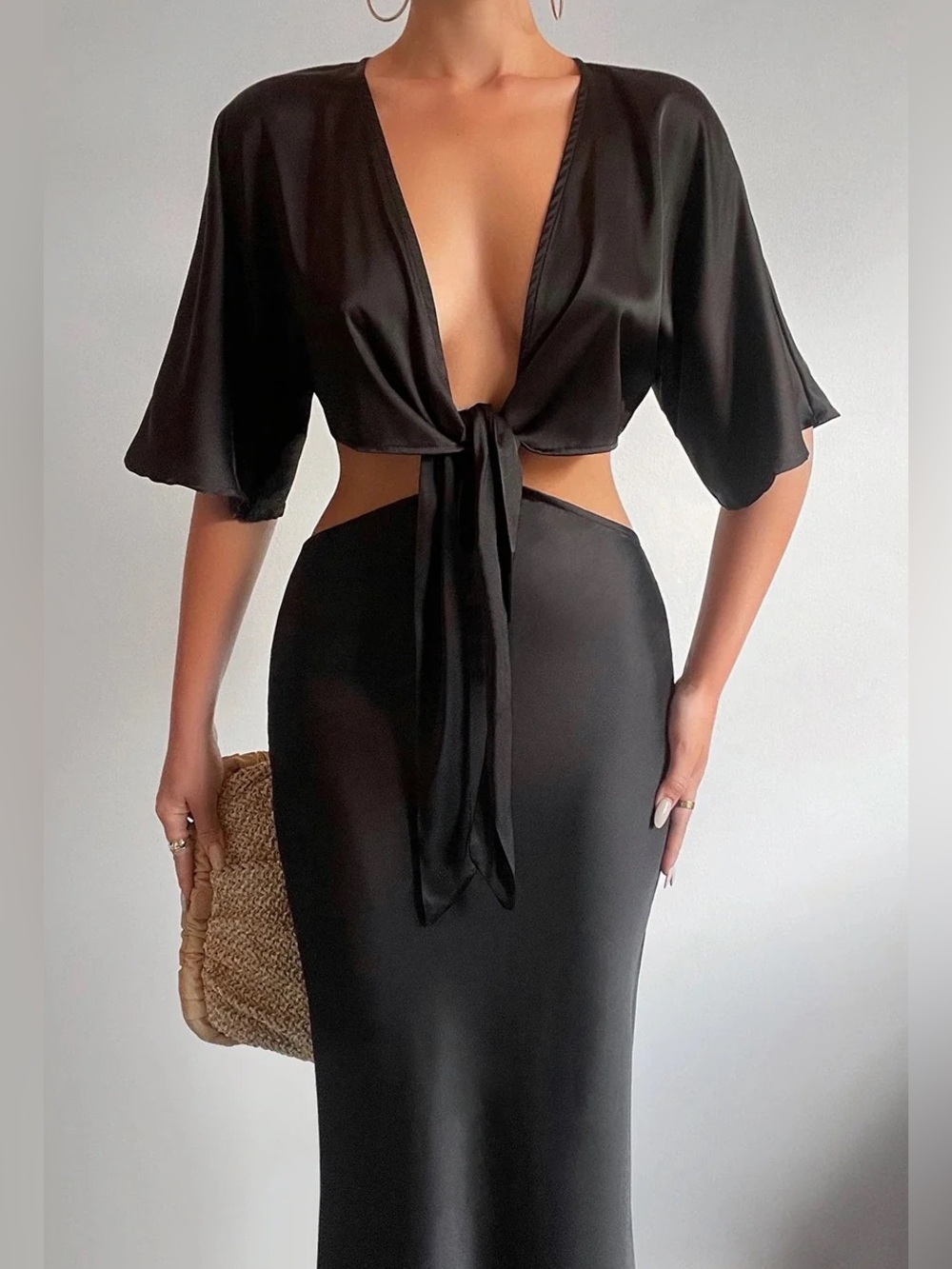 Runaway the Label Kayla Satin Tie Midi Dress 🍷